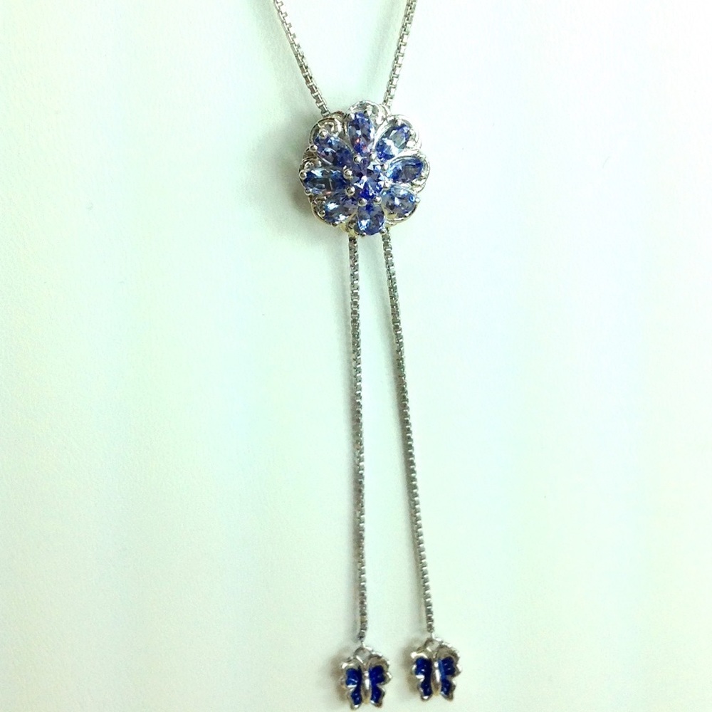 Genuine Tanzanite Lariat Necklace 18-20" - Picture 2 of 8